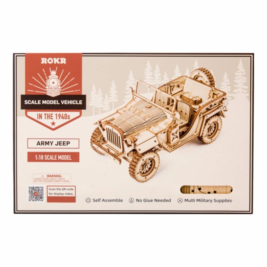 RoboTime 3D dřevěné puzzle Vojenský džíp - main (7)