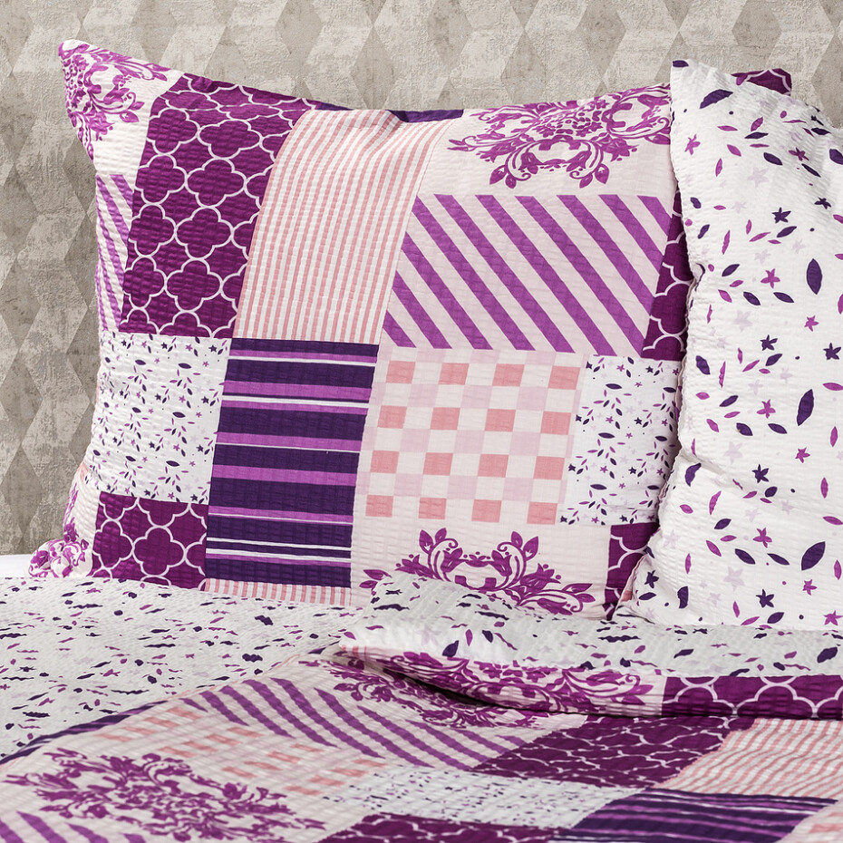 4Home Krepové povlečení Patchwork violet, 140 x 200 cm, 70 x 90 cm - main (2)