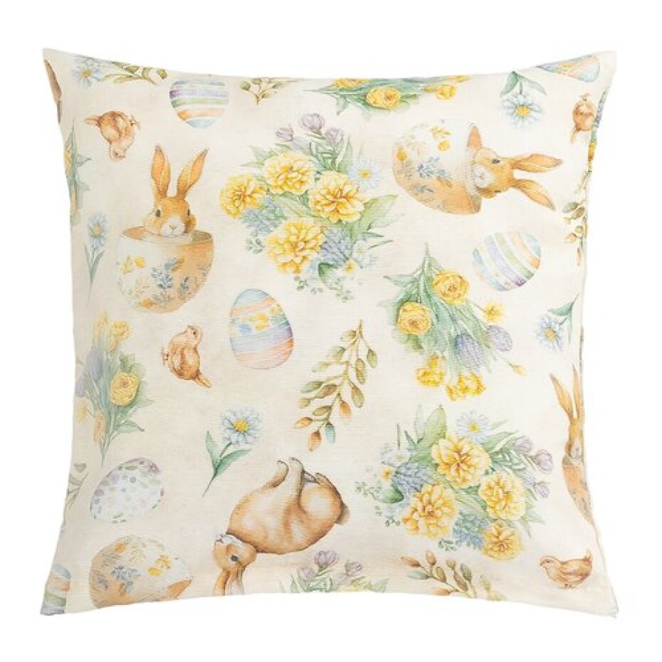 Bellatex Polštářek EMA Velikonoce Zajíček květ béžová, 45 x 45 cm - main (0)