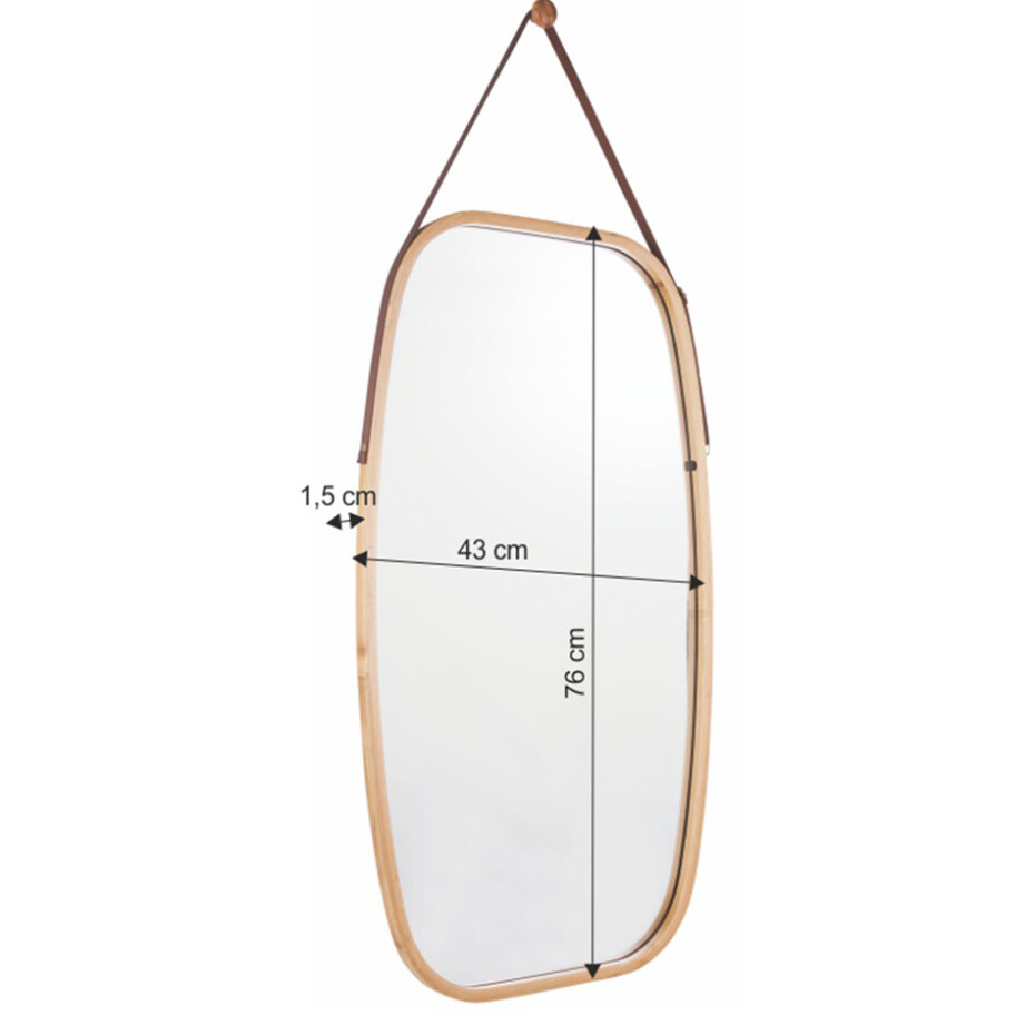 Závěsné zrcadlo s bambusovým rámem Lemi 3, 43 x 1,5x 76 cm - main (2)