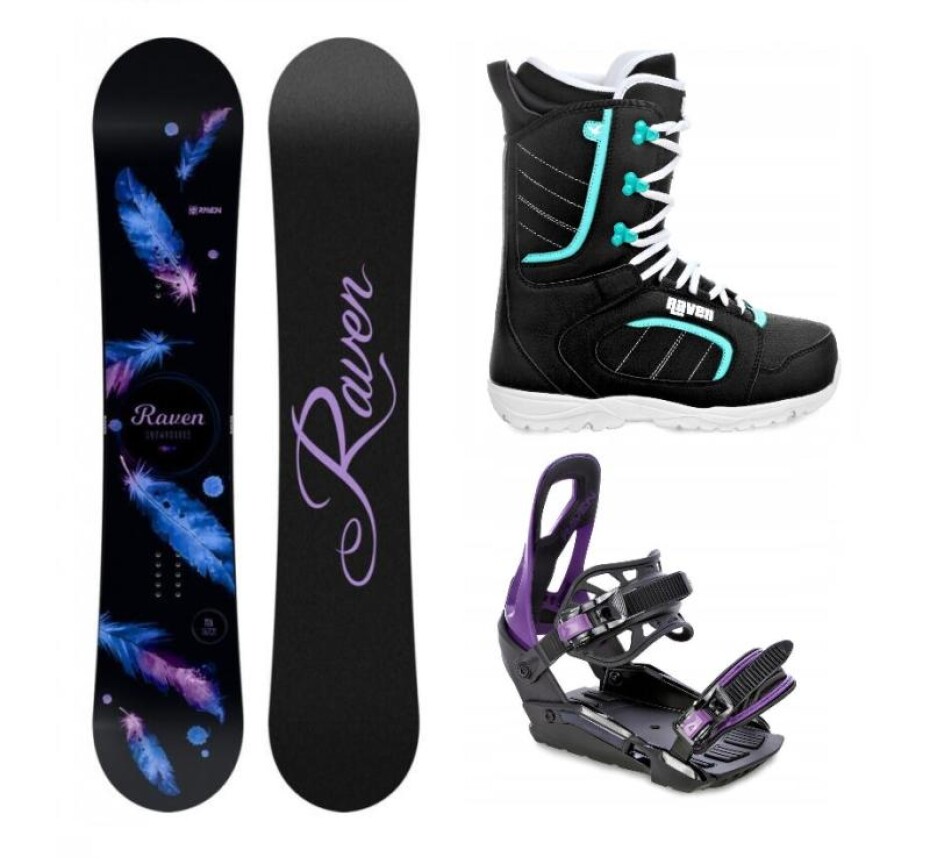 Raven Mia Black snowboard + Raven S230 Black/violet vázání + Raven Diva black/mint boty - main (0)