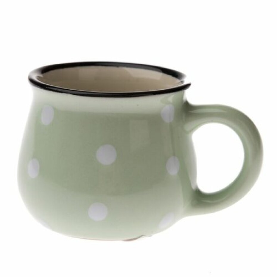Keramický hrnek s puntíky 75 ml, zelená - main (0)