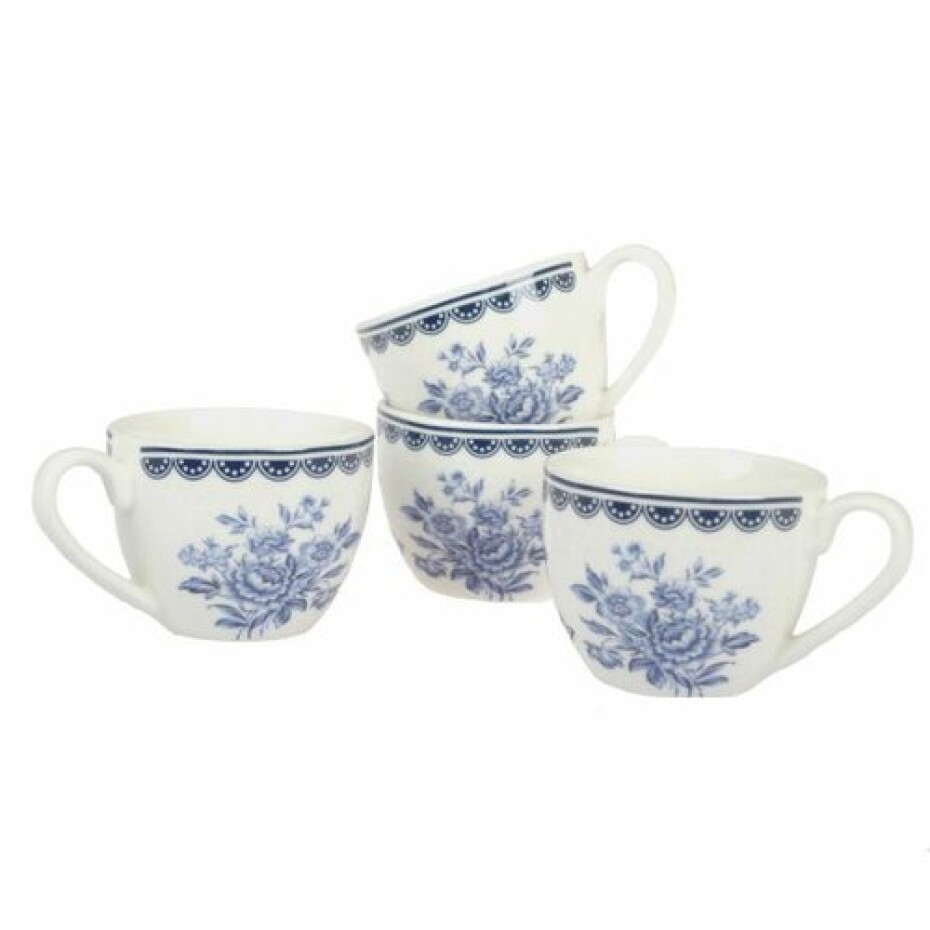 4dílná sada porcelánových šálků Blue Rose, 90 ml - main (0)
