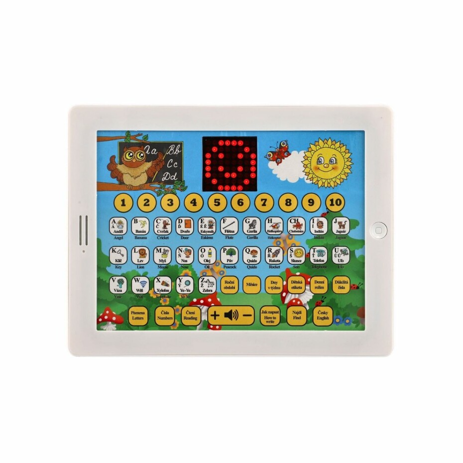 Naučný tablet moudré sovy dvojjazyčný CZ+AJ, plast, 24x19x2 cm, na baterie se zvukem - main (4)