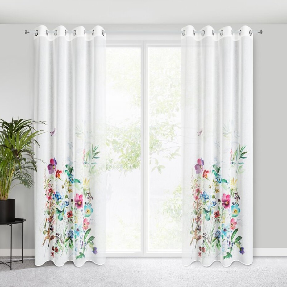 ArtFir Závěs SPRING K | bílá/květy 140 x 250 cm - main (1)