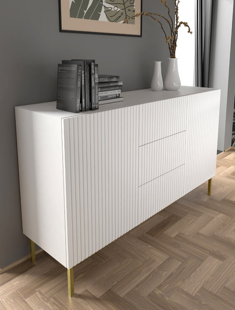 ARTBm Komoda RAVENNA B 2D3S 150 | bílá matná Provedení: Bílá matná / černá podnož - main (6)