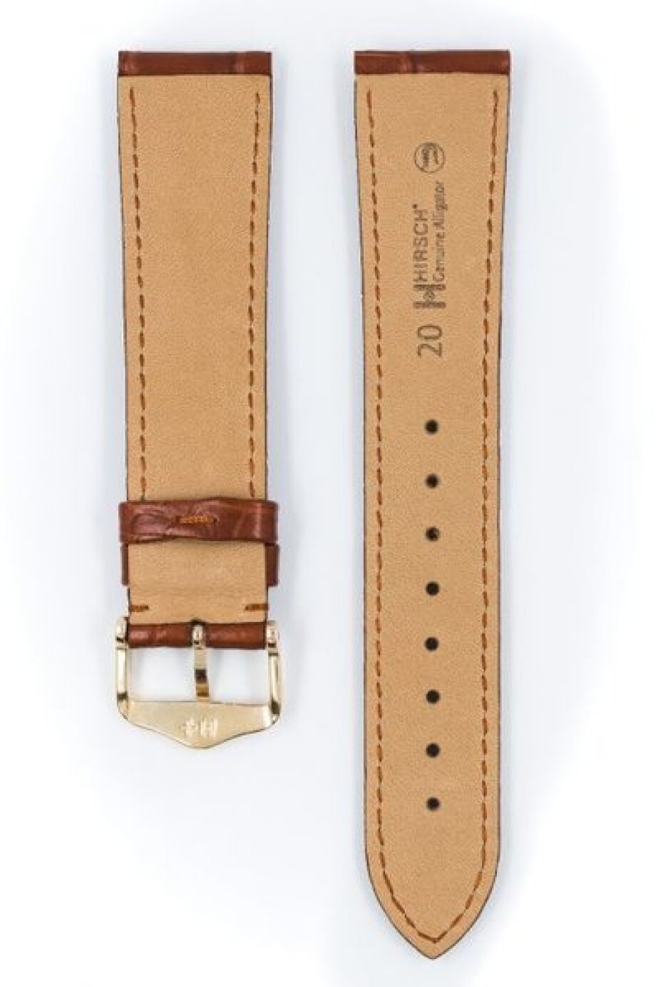 Řemínek Hirsch Genuine 1 alligator - zlatohnědý, mat - M - řemínek 16 mm (spona 14 mm) - main (2)