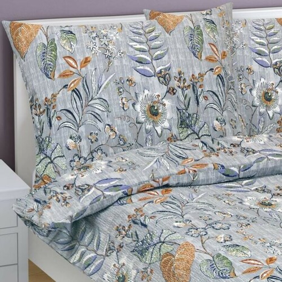 Bellatex Krepové povlečení Listí fialová, 140 x 200 cm, 70 x 90 cm - main (1)