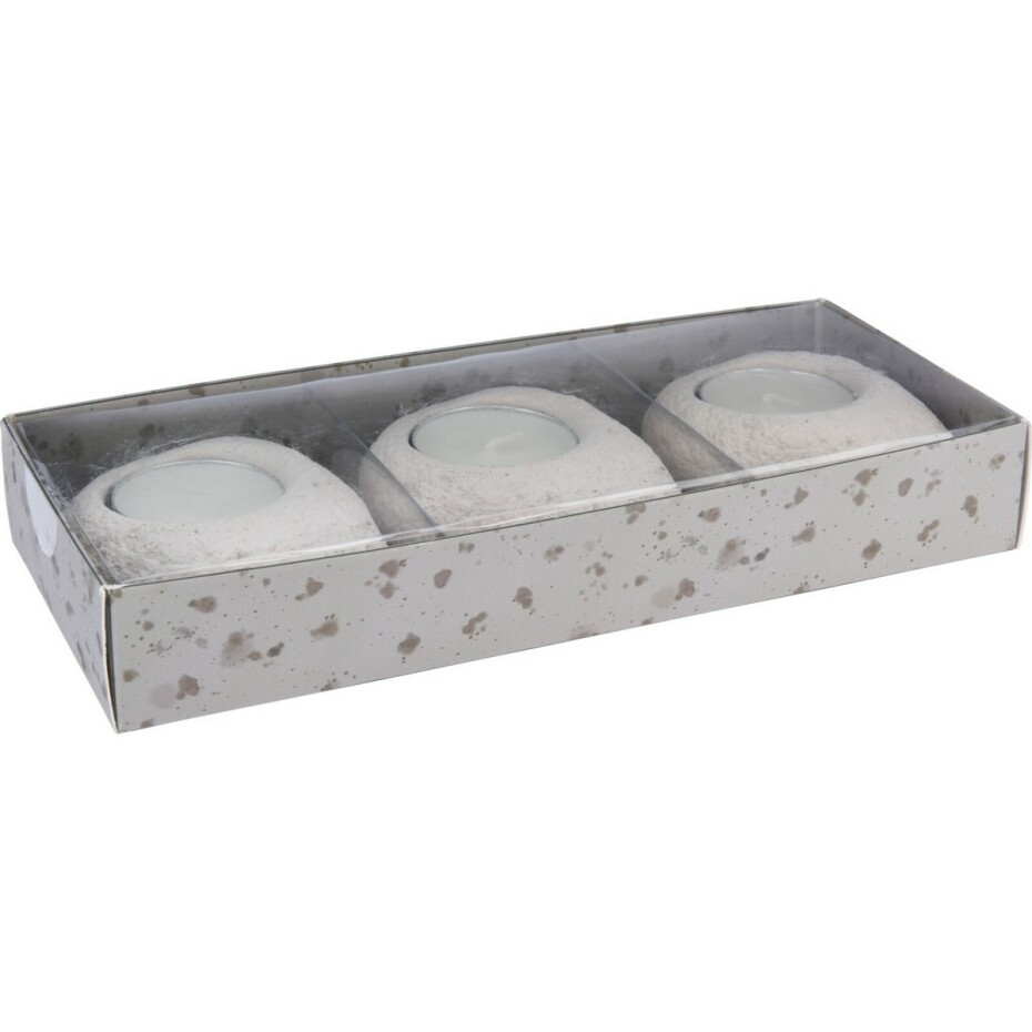 Sada betonových svícnů Stone krémová, 8,5 x 3,5 x 7 cm, 3 ks - main (0)