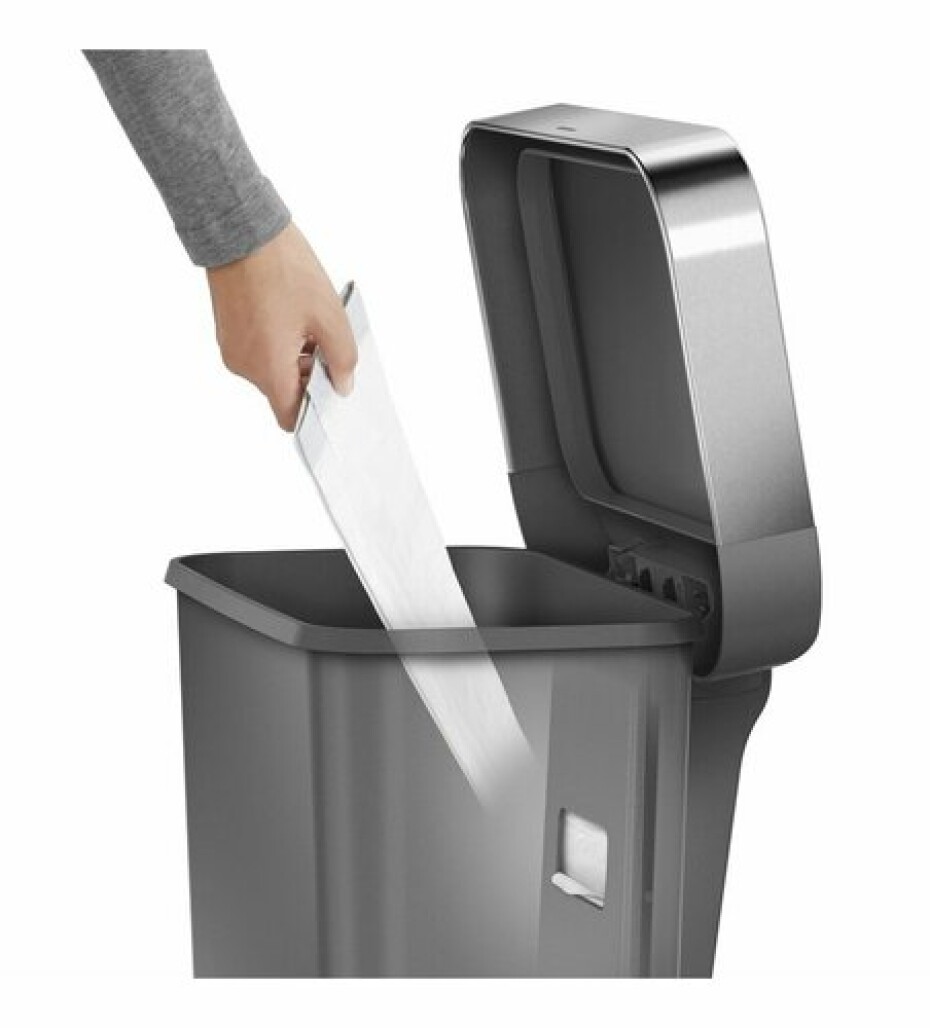 Pedálový odpadkový koš Simplehuman – 45 l, kapsa na sáčky, obdélníkový, šedý plast / nerez - main (4)