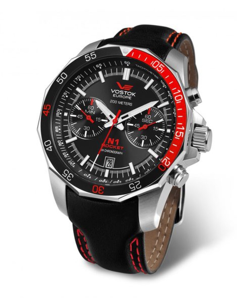 Kožený řemínek Vostok Europe pro Rocket N-1 6S21/2255295 - černý s prošitím/lesklá spona - main (3)