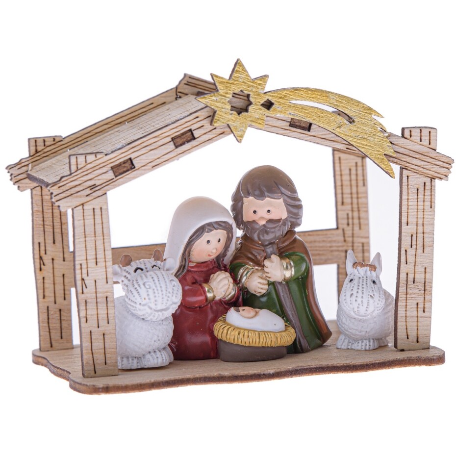 Betlém se svatou rodinou, 9,5 x 7,2 x 6 cm, dřevo a polyresin - main (0)