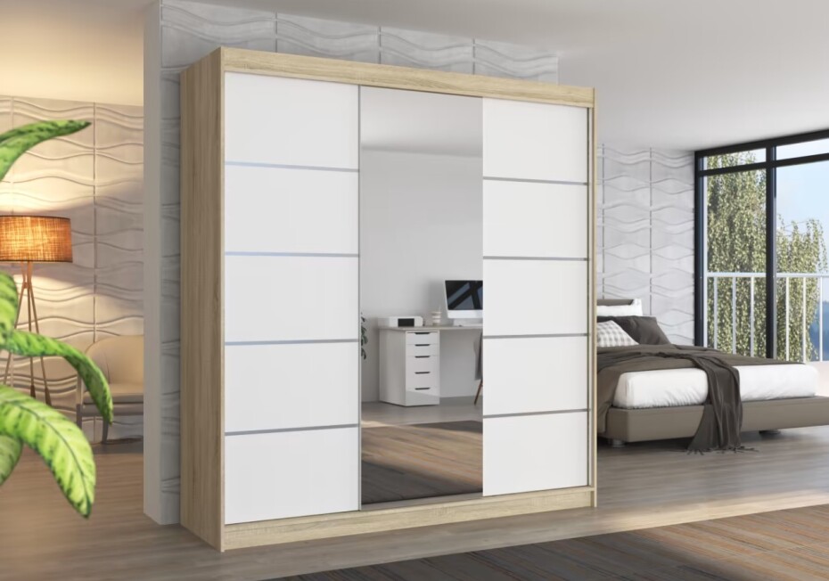 ArtAdrk Šatní skříň BERGEN | dub sonoma/bílá 200 cm - main (1)
