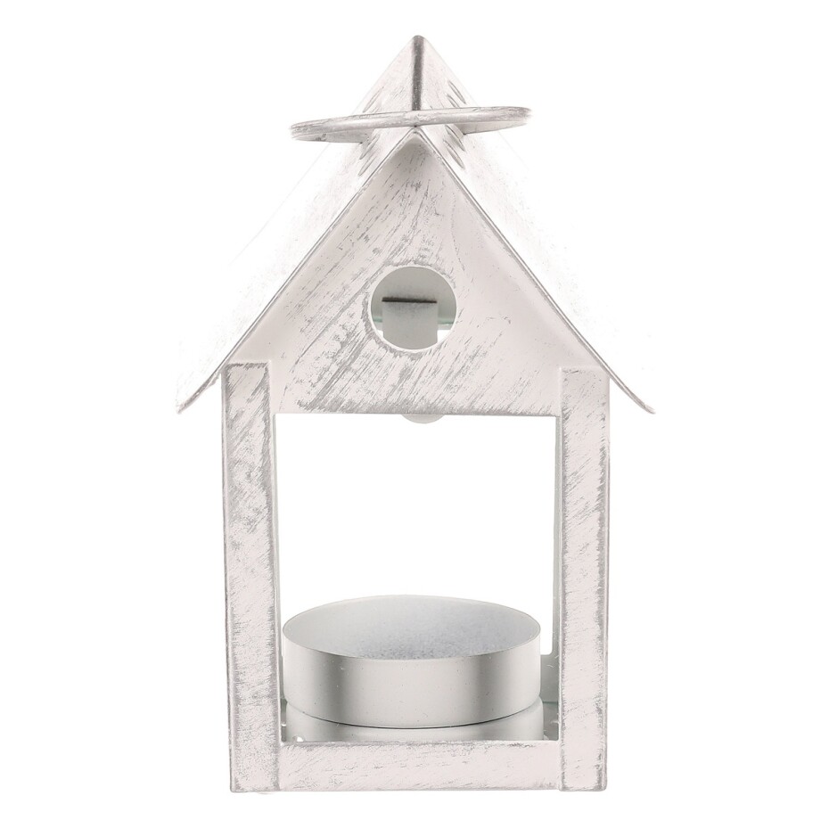 Lucerna kovová Ptačí budka, bílá, 11 cm - main (1)