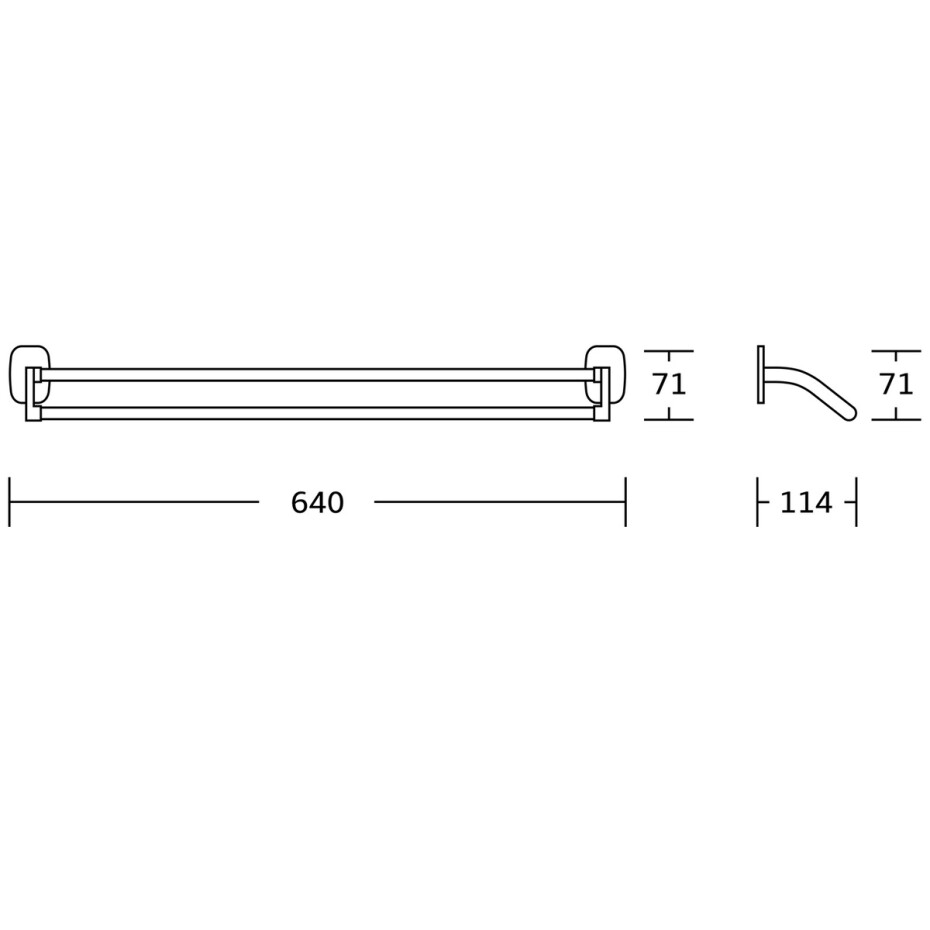 AQUALINE RB111 Rumba držák ručníků dvojitý, 60 cm, stříbrná - main (1)