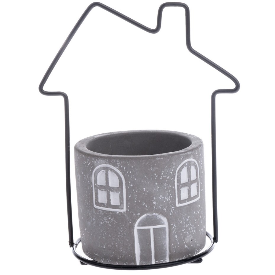 Betonový obal na květináč House šedá, 11,7 x 15 x 8,5 cm - main (0)