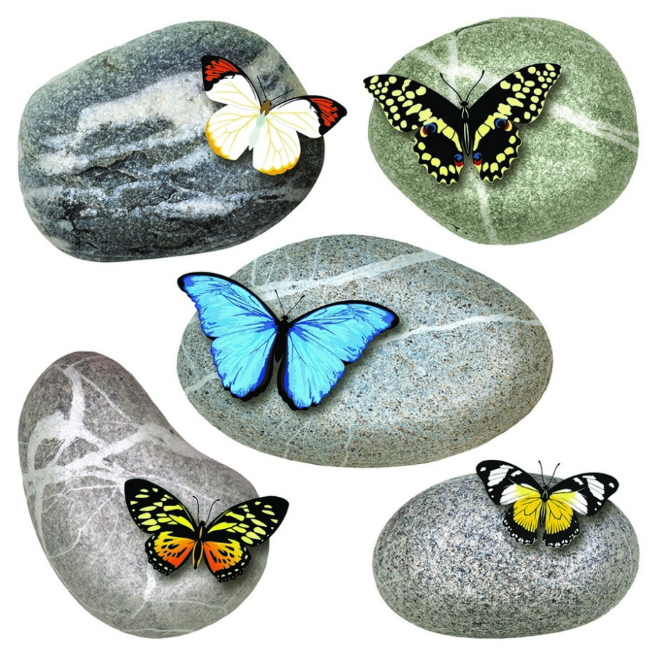 Samolepicí dekorace Butterflies on Stones, 30 x 30 cm - main (0)