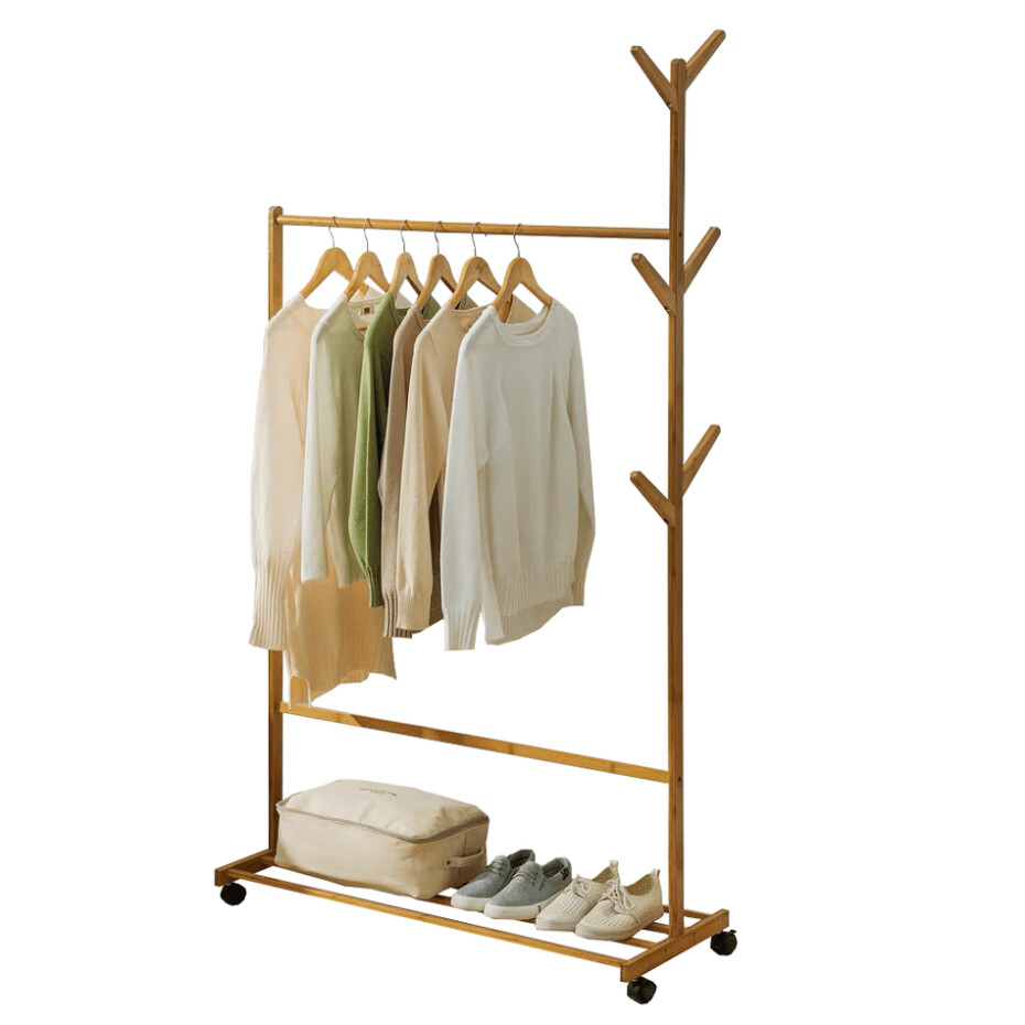 Pojizdný věšák Vikir typ 3, bambus, 100 cm - main (0)