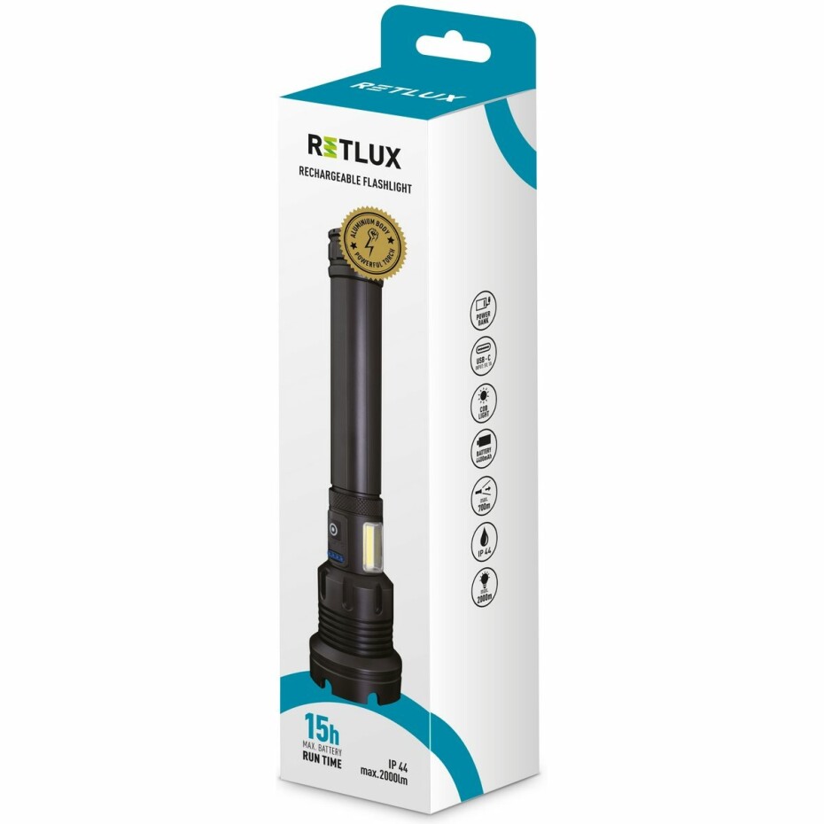 Retlux RLP 401 Taktická ruční nabíjecí LED svítilna, dosvit 800 m, výdrž 15 h - main (6)