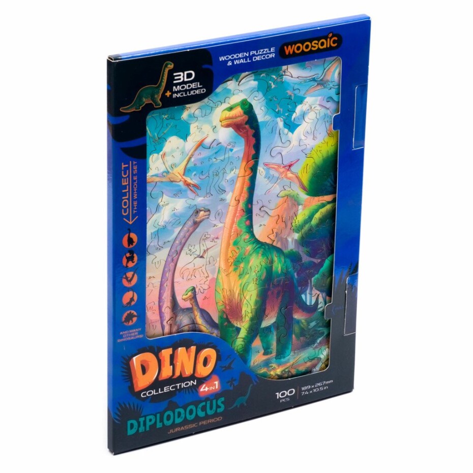 UNIDRAGON dřevěné puzzle DINOSAURUS - DIPLODOCUS (18,9x26,7cm) - EPEE - main (0)