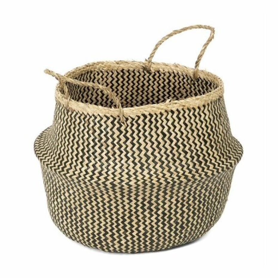 Compactor Pletený úložný košík z mořské trávy Belly, 45 x 36 cm, černá, L - main (2)