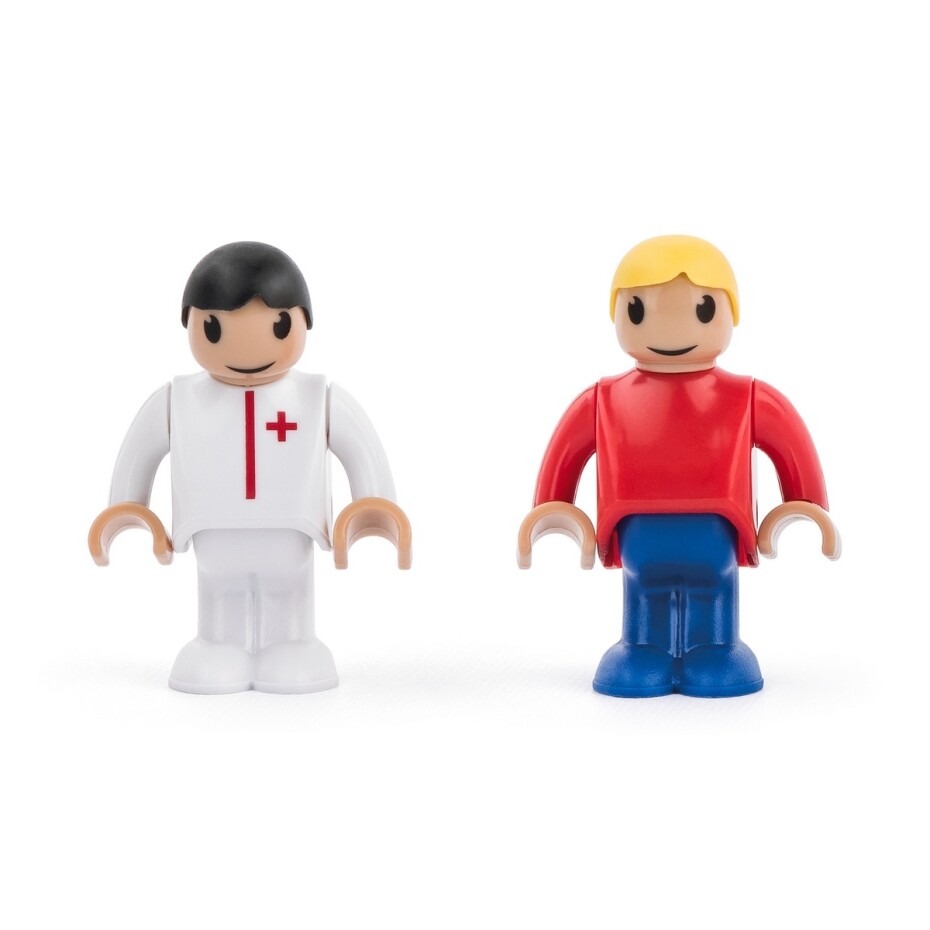 Woody Autíčko Ambulance s panáčky k vláčkodráze, žlutá - main (1)