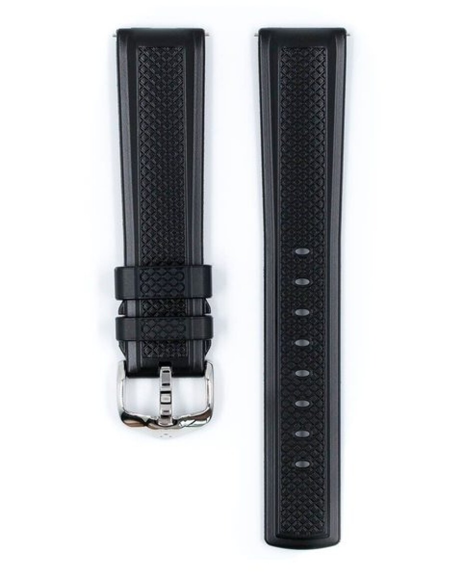 Řemínek Hirsch Accent - černý - 24 mm - L – Standardní délka (doporučujeme) - 22 mm - Stříbrná - main (2)