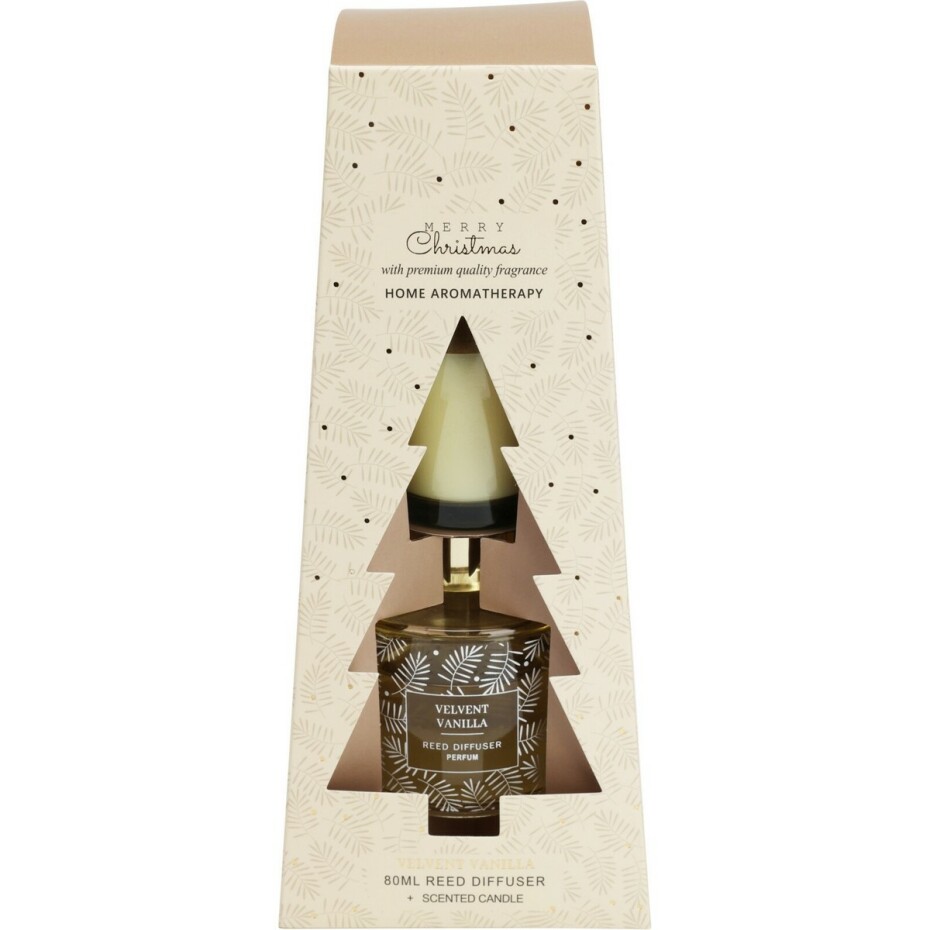 Dárková sada difuzéru a svíčky Merry Christmas Velvent vanilla, 2 ks - main (0)