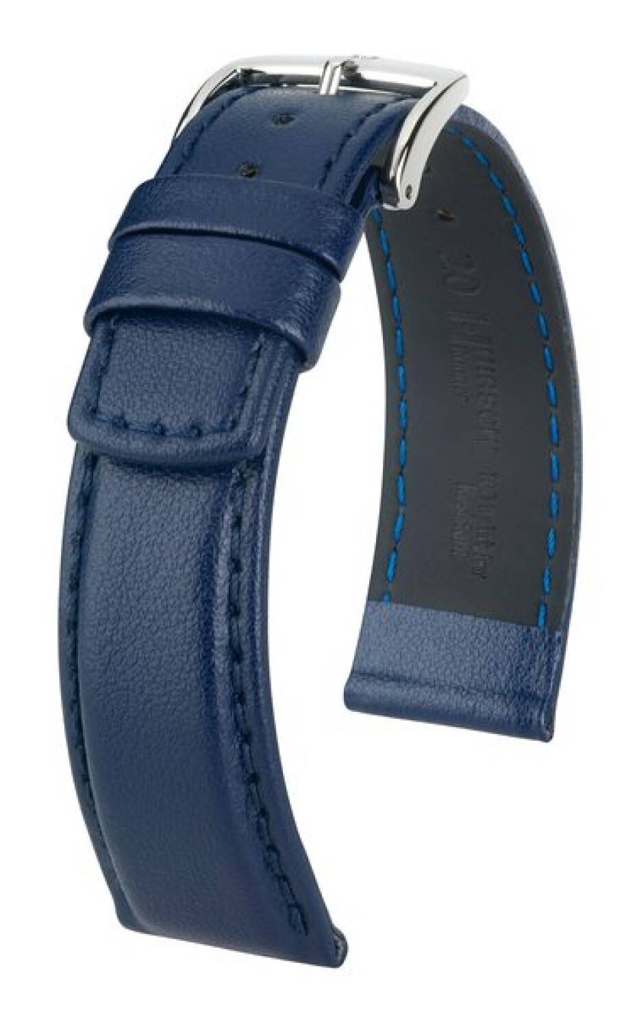 Řemínek Hirsch Runner - modrý - 24 mm - L – Standardní délka (doporučujeme) - 22 mm - Stříbrná - main (0)