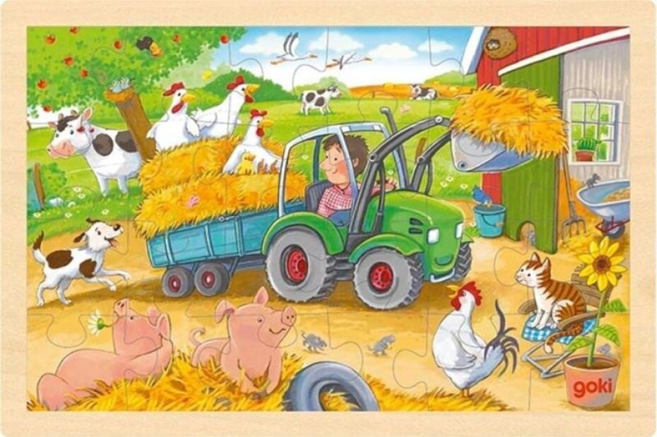 Goki Puzzle Malý traktor 24 dílků - dřevěné - main (0)