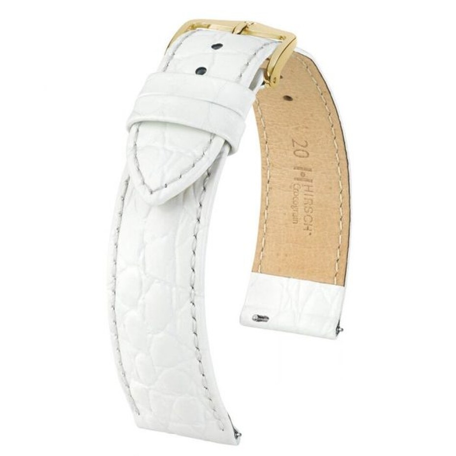 Řemínek Hirsch Crocograin - bílý - 12 mm - M – Střední délka - 10 mm - Zlatá - main (0)