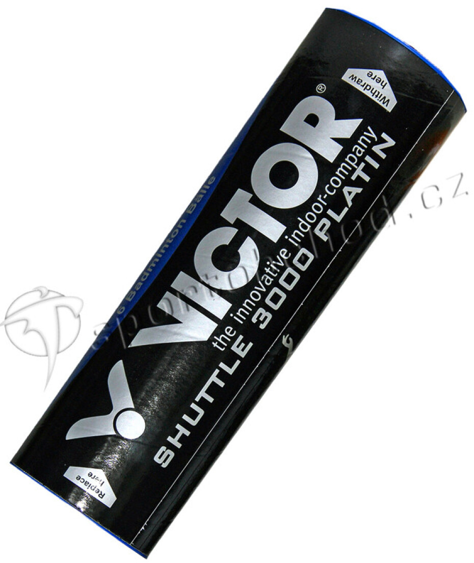 Badmintonové míče Victor  Nylon Shuttle 3000 Platin - White (6 Pack)  zelený proužek (do 19-29°C) - main (1)