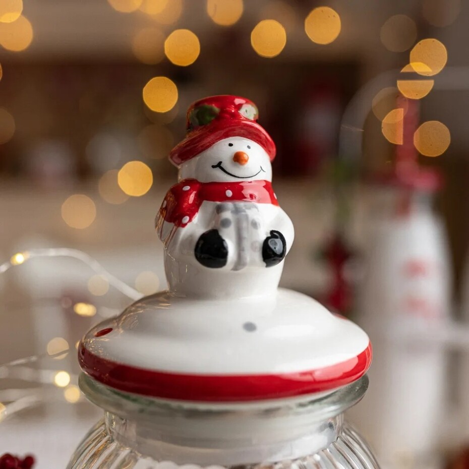 Altom Skleněná dóza s keramickým víčkem Snowman 900 ml - main (3)