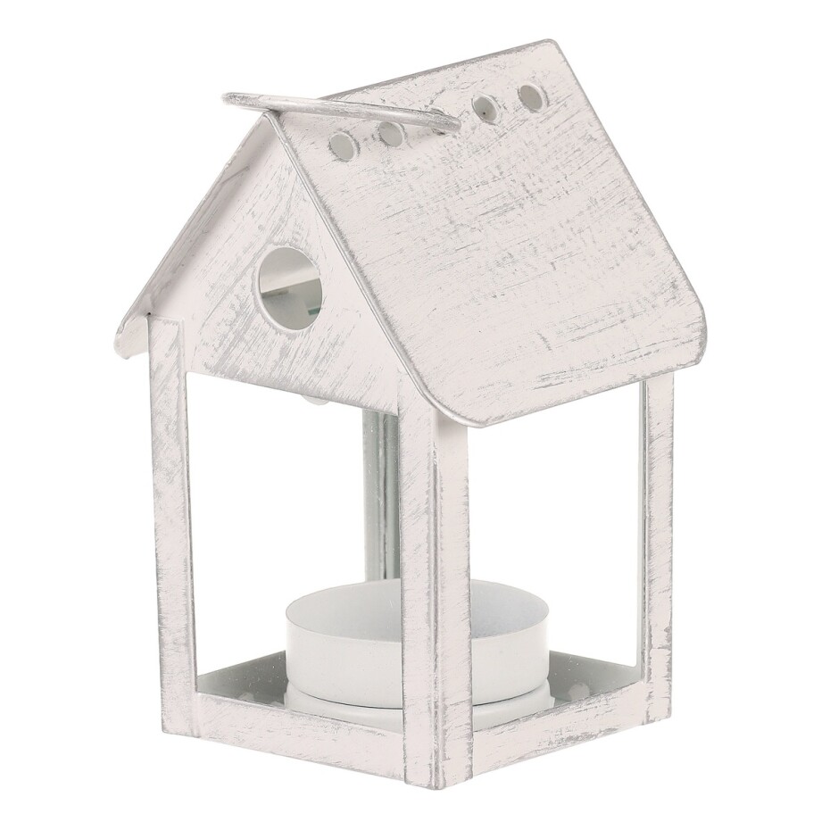 Lucerna kovová Ptačí budka, bílá, 11 cm - main (0)