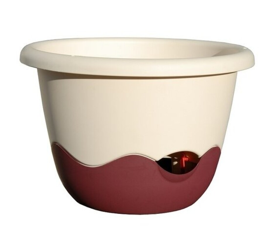 Samozavlažovací květiná Mareta 25 slon. kost + vínová, závěsný, Plastia, pr. 25 cm - main (0)