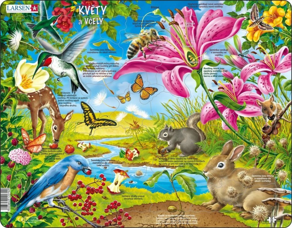 Puzzle MAXI - Květiny a včelky/55 dílků - Kohoutová plyš - main (0)