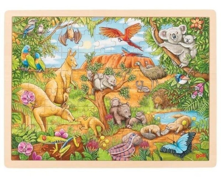 Goki Puzzle Australská zvířata 96 dílků - dřevěné - main (0)