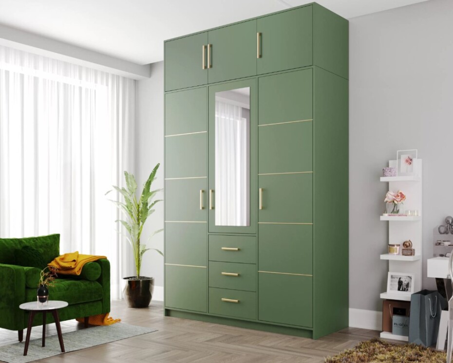 ArtStol Šatní skříň BALI 2 D3 s nástavcem | zelená - main (1)