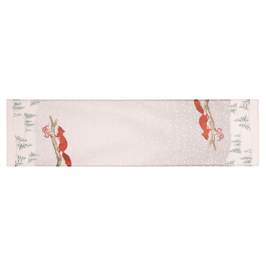 Běhoun s vánočním motivem, zasněžená krajina s veverkou, 40x150 cm,100 % polyester. - main (0)