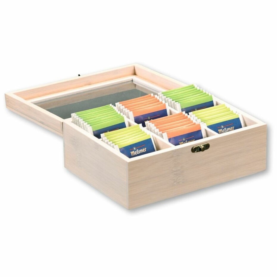 Kesper 57902 Organizér na čaje bambus, 6 přihrádek, bílá, 21,5 x 16 x 9 cm - main (0)
