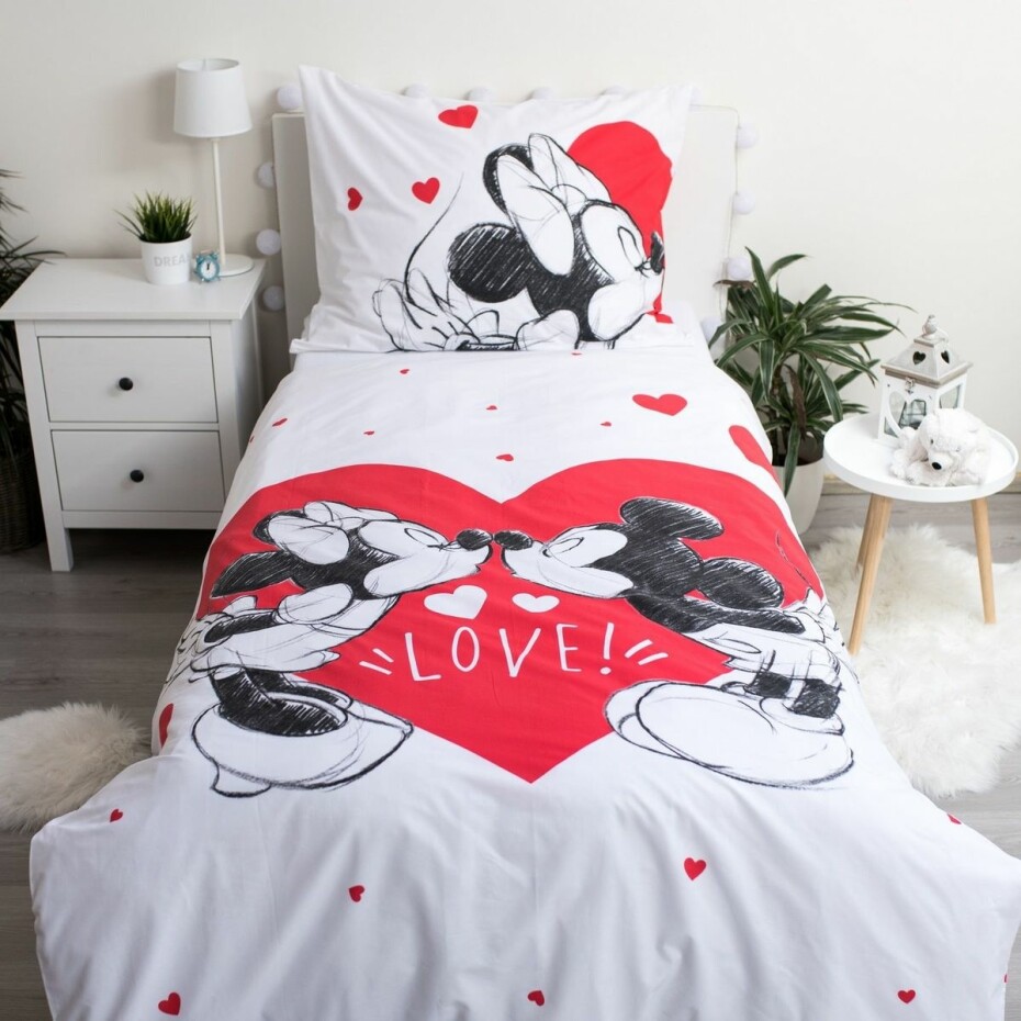 Jerry Fabrics Dětské bavlněné povlečení Mickey and Minnie Love 05, 140 x 200 cm, 70 x 90 cm - main (1)