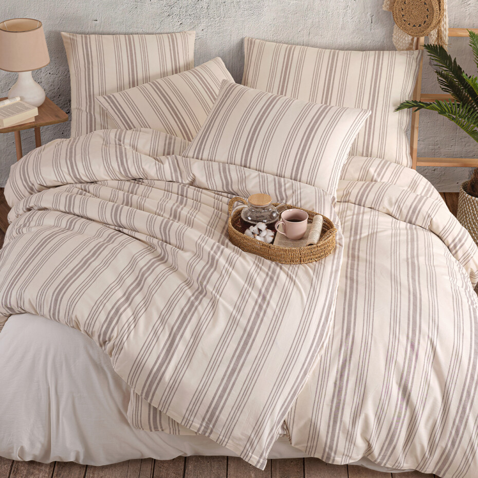 4Home Bavlněné povlečení Stripes taupe, 140 x 200 cm, 70 x 90 cm - main (1)