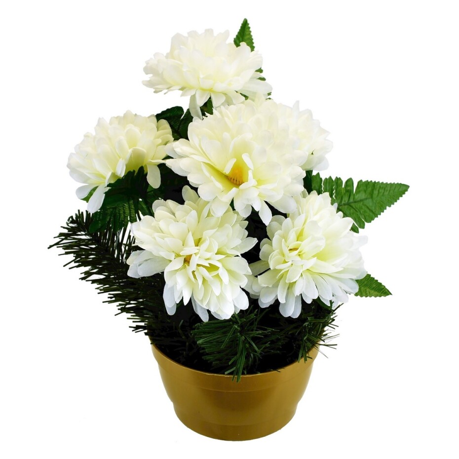 Dušičková dekorace v misce krémová, 22 cm - main (0)