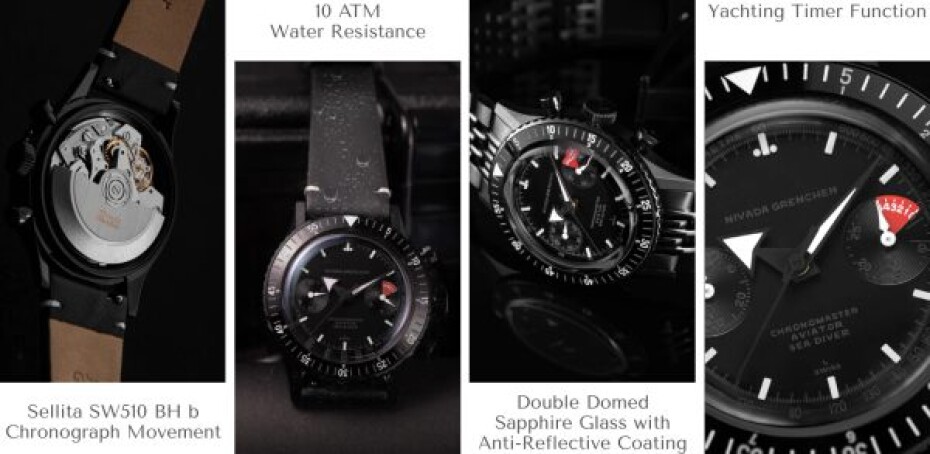 Nivada Grenchen Chronomaster Full Black - Black Rubber - main (11)