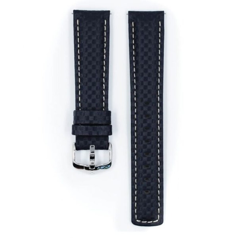 Řemínek Hirsch Carbon - modrý - 22 mm - L – Standardní délka (doporučujeme) - 20 mm - Stříbrná - main (1)
