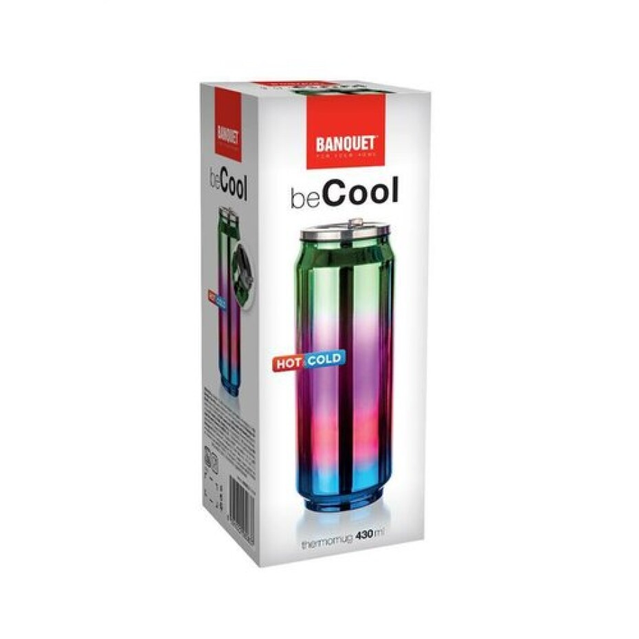 Banquet Termoska BE COOL 430 ml, zeleno-růžovo-červeno-modrá - main (1)