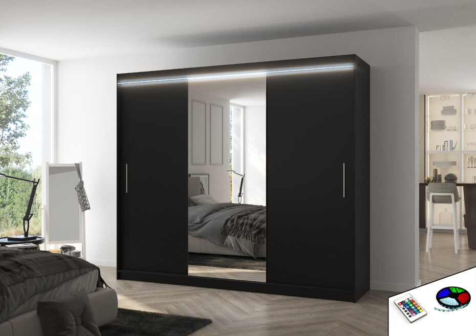ArtAdrk Šatní skříň DENIS | 250 cm Barva: Černá - main (10)