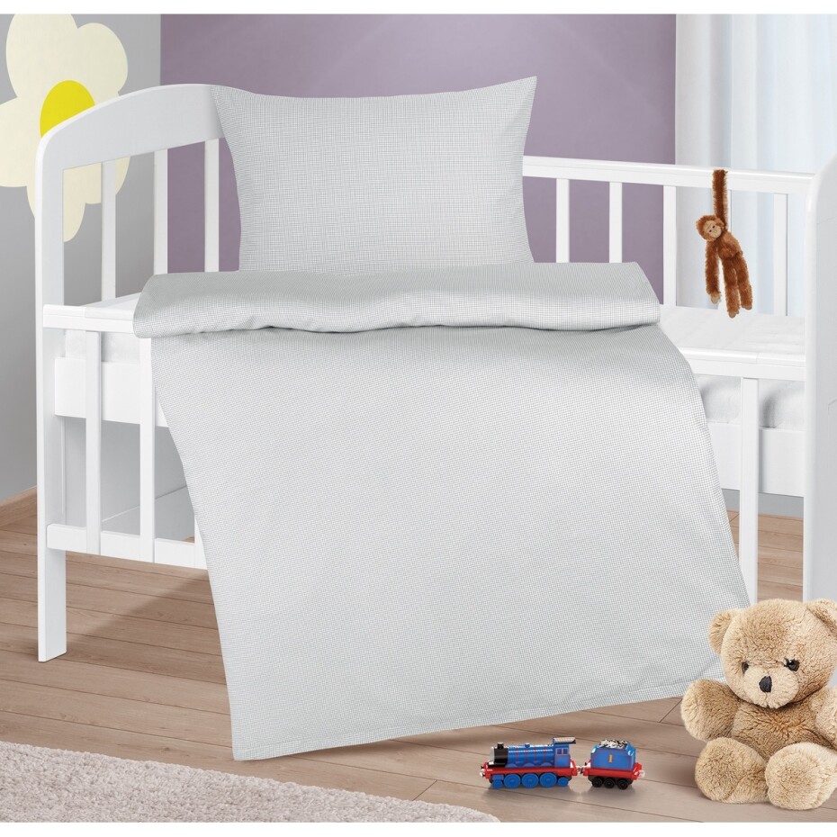 Bellatex Dětský set polštáře a přikrývky Kostička šedá, 75 x 100 cm, 42 x 32 cm - main (0)