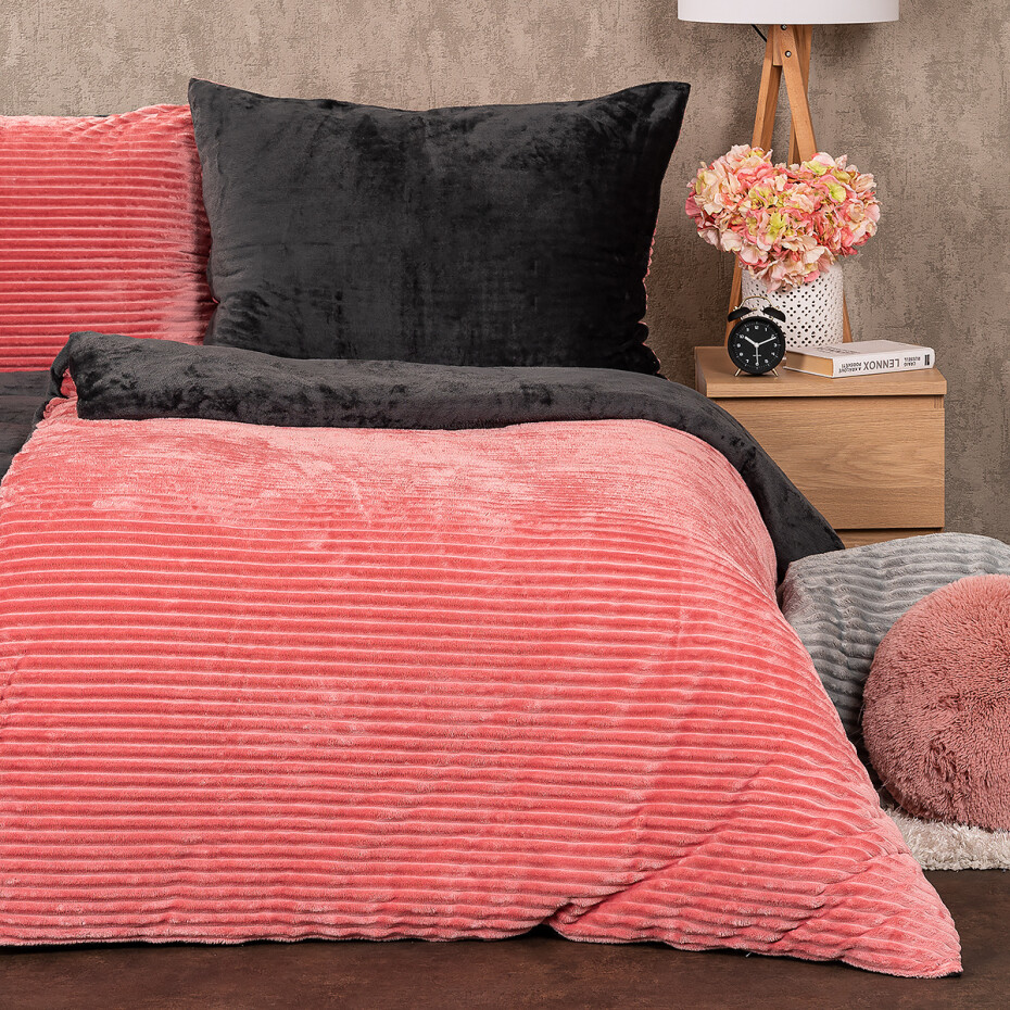 4Home Povlečení mikroflanel Stripe růžová, 140 x 200 cm, 70 x 90 cm - main (1)