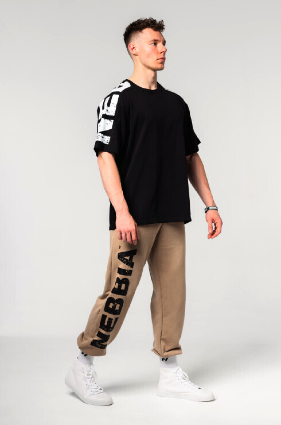 Pánské tepláky Nebbia  Gym Sweatpants Baggy Style GYM BRO Light Brown M - main (4)